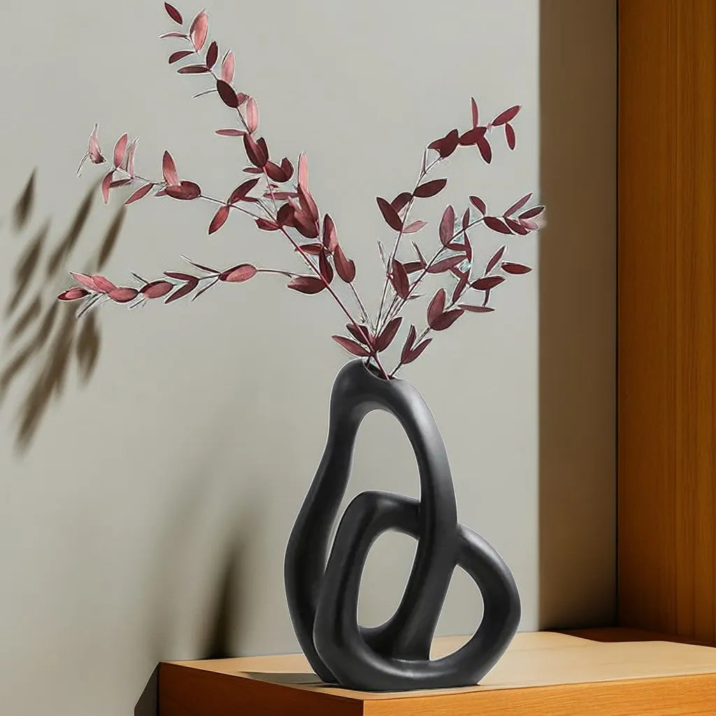 CAPIRON-Vaso Cerâmico Abstrato, Arranjo De Flores, Sala De Estar, Mesa De Escritório, Decoração Para Casa Acessórios, Interior Pampas Grama
