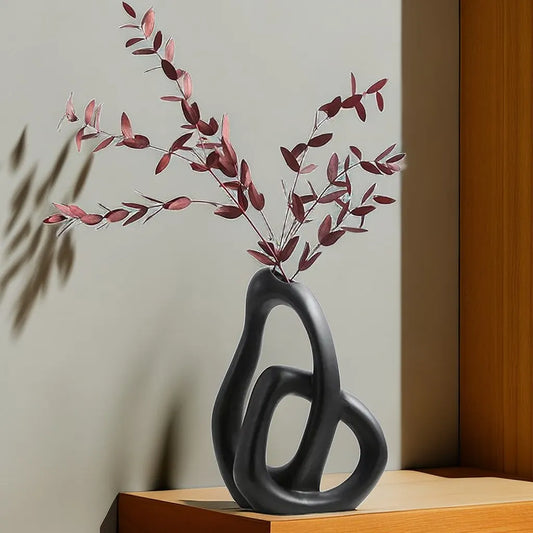 CAPIRON-Vaso Cerâmico Abstrato, Arranjo De Flores, Sala De Estar, Mesa De Escritório, Decoração Para Casa Acessórios, Interior Pampas Grama