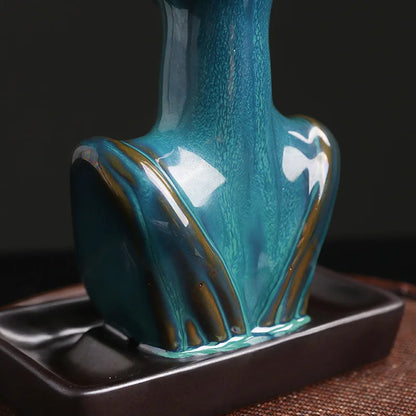Estátua de beleza queimador de incenso de cerâmica cachoeira backflow incenso suporte de incenso decoração de casa