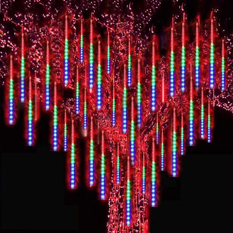 Chuveiro de meteoros luzes da corda rua bateria energia 30cm natal led luz decoração casa beiral ao ar livre indoor festa casamento jardim