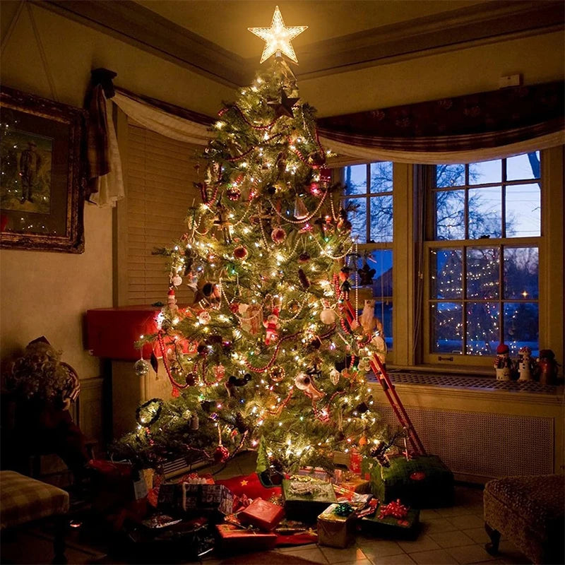 15cm decoração de natal brilhante árvore topper glitter brilhante estrela enfeites de árvore de natal para decoração de casa navidad ano novo 2026 presente