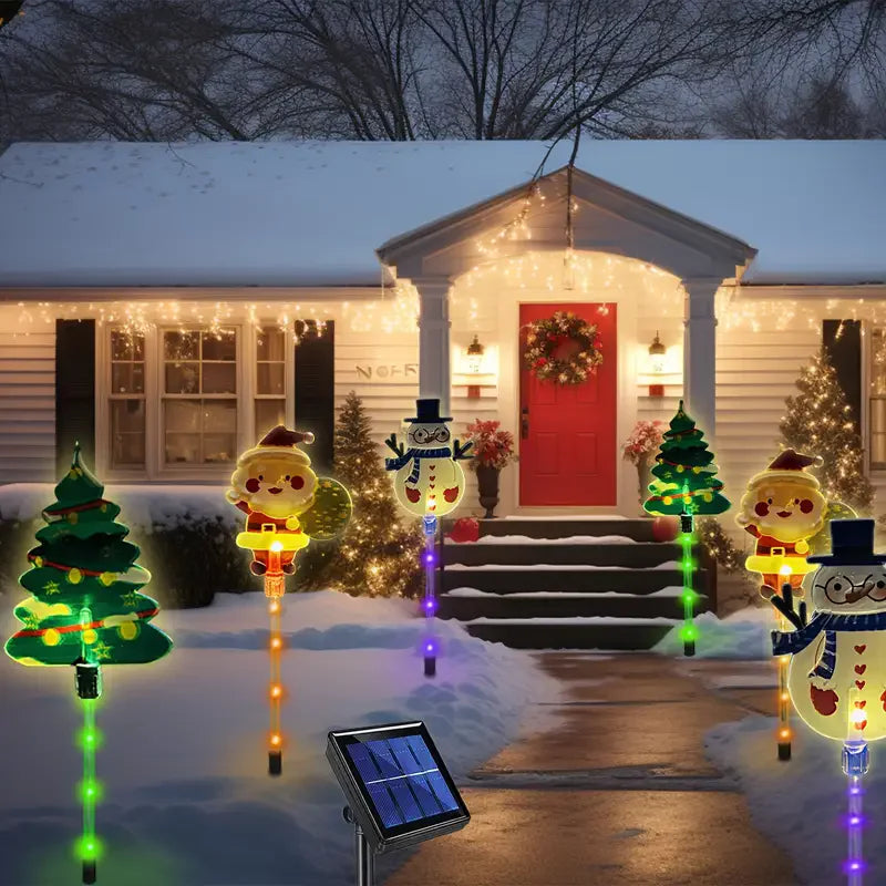 6 pçs movido a energia solar luzes de estaca de natal decoração de natal luzes led ao ar livre à prova dwaterproof água jardim passarela feriado 870