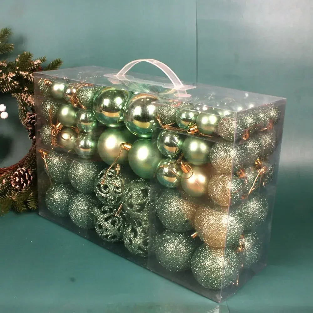 Conjunto de bolas de natal de plástico da moda, 100 peças, 18 cores, 8cm, bolas de árvore de natal suspensas, vitrine de enfeites de natal