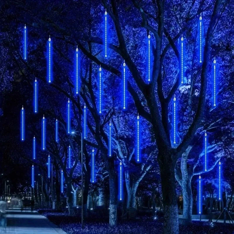 Chuveiro de meteoros luzes da corda rua bateria energia 30cm natal led luz decoração casa beiral ao ar livre indoor festa casamento jardim