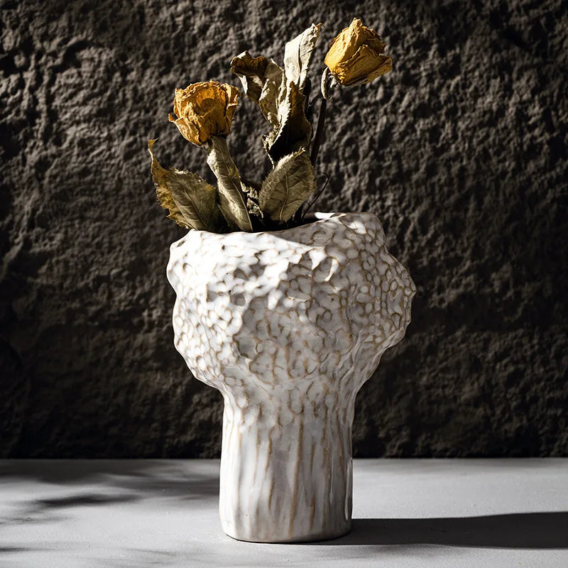 Vaso Cerâmico com Flores Secas