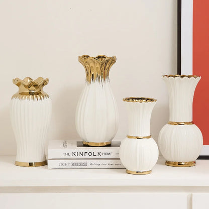 Vaso de cerâmica estilo creme, sensação branca de alta qualidade, arranjo de flores de rosas nutritivas com água, mesa de jantar retrô francesa para sala de estar