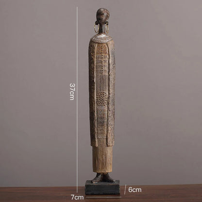 Estátua de mulher tribal africana feita à mão - escultura de arte em resina com contas tradicionais, decoração cultural de casa, estatueta colecionável