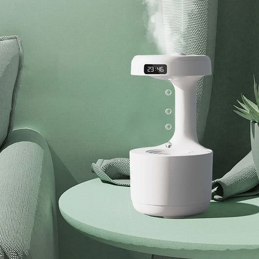 Umidificador de gotas de água anti-gravidade com display de relógio LED, tecnologia preta criativa - para decoração de casa, presentes para amigos