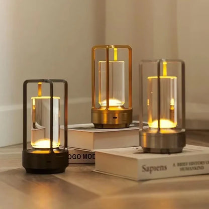 Lanterna/lanterna design moderno usb led candeeiro de mesa interruptor toque luz noturna com bateria recarregável para uso em restaurante hotel