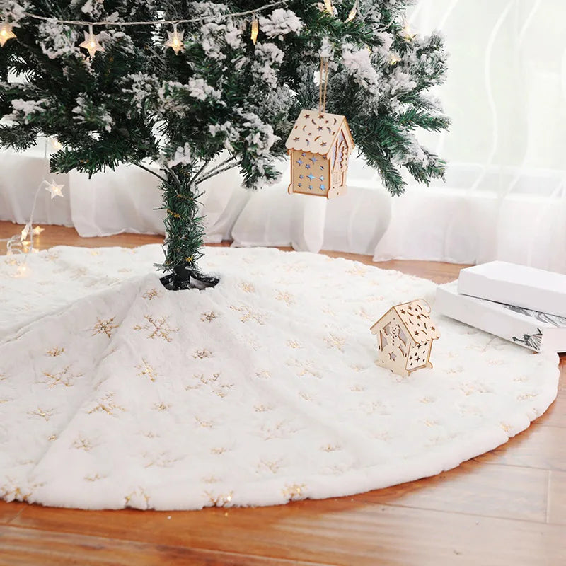 Moda árvore de natal saia tapete sob as decorações para casa floco de neve 78/90/122cm novo pé tapete 2026 decoração de natal