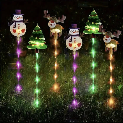 6 pçs movido a energia solar luzes de estaca de natal decoração de natal luzes led ao ar livre à prova dwaterproof água jardim passarela feriado 870