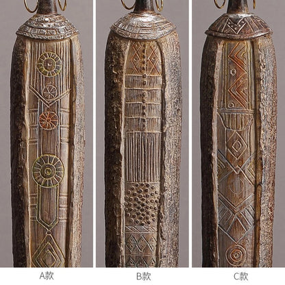 Estátua de mulher tribal africana feita à mão - escultura de arte em resina com contas tradicionais, decoração cultural de casa, estatueta colecionável