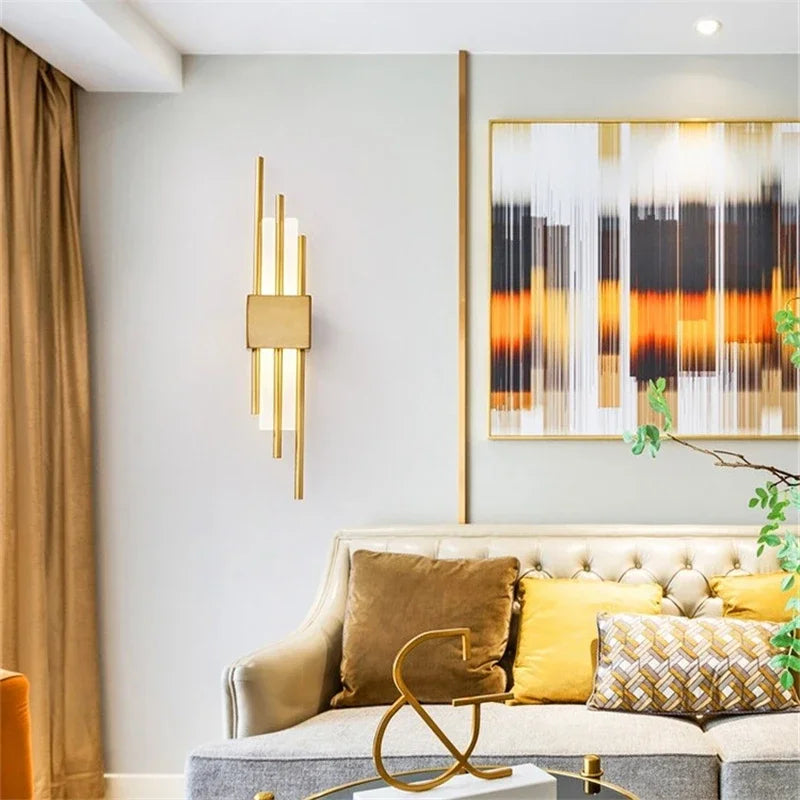 Moderno e minimalista ferro arte lâmpada de parede para sala estar arandelas linha tubo luminária led acrílico abajur iluminação interior