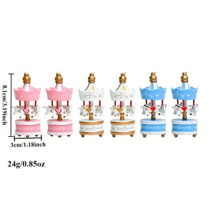 6 pçs carrossel de madeira cavalo pendurado ornamentos para decoração da árvore de natal feliz ir pingentes redondos festa em casa decoração do festival