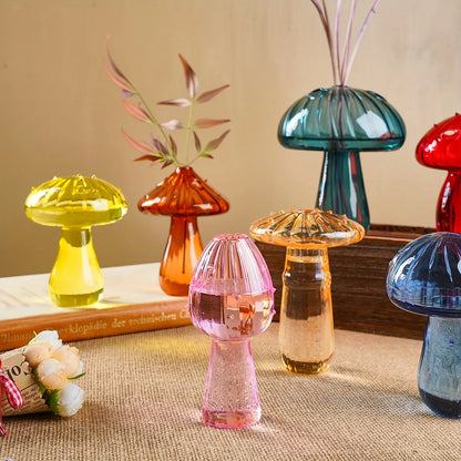 Vaso de cogumelo colorido de vidro, estilo nórdico, decoração de casa, planta hidropônica, arranjo de flores, ornamento, decoração de mesa