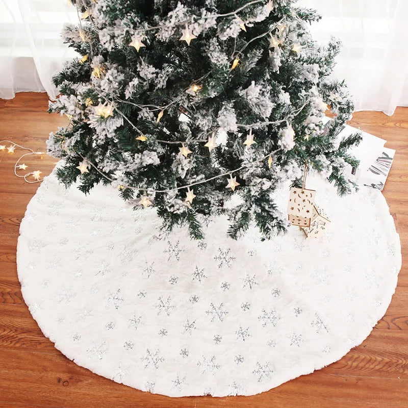 Moda árvore de natal saia tapete sob as decorações para casa floco de neve 78/90/122cm novo pé tapete 2026 decoração de natal