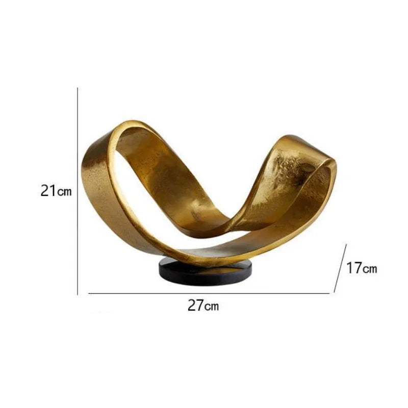 Ornamentos de artesanato dourado, estátua abstrata de mesa, arte geométrica, acessórios para casa, decoração, artesanato, presentes em miniatura