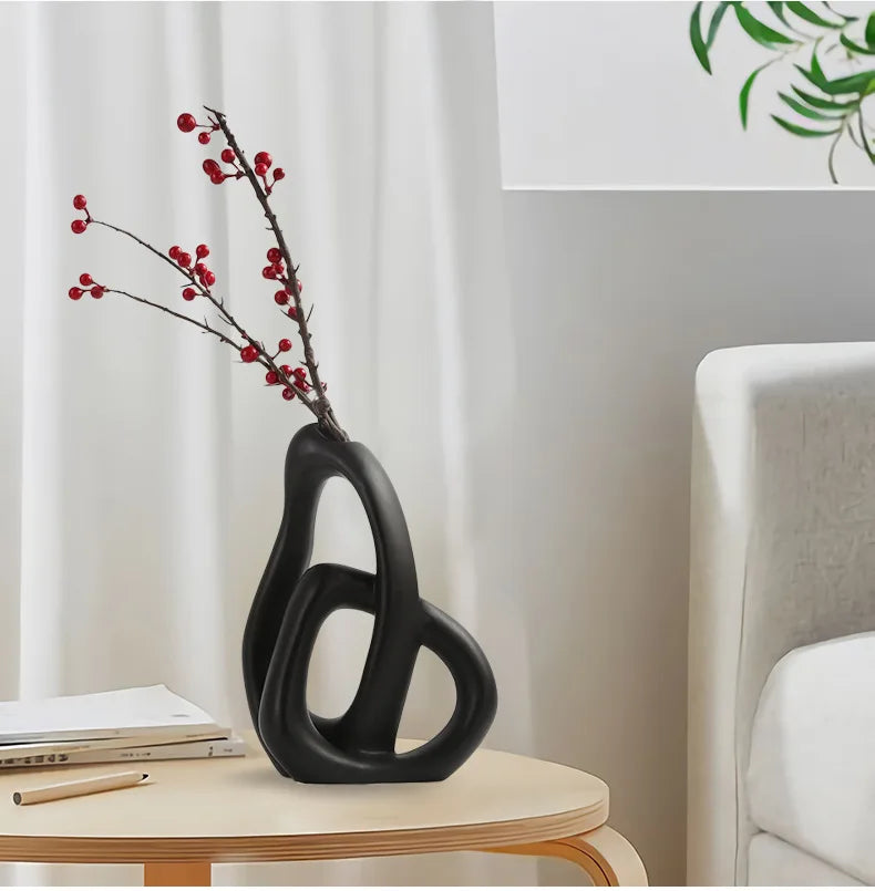CAPIRON-Vaso Cerâmico Abstrato, Arranjo De Flores, Sala De Estar, Mesa De Escritório, Decoração Para Casa Acessórios, Interior Pampas Grama