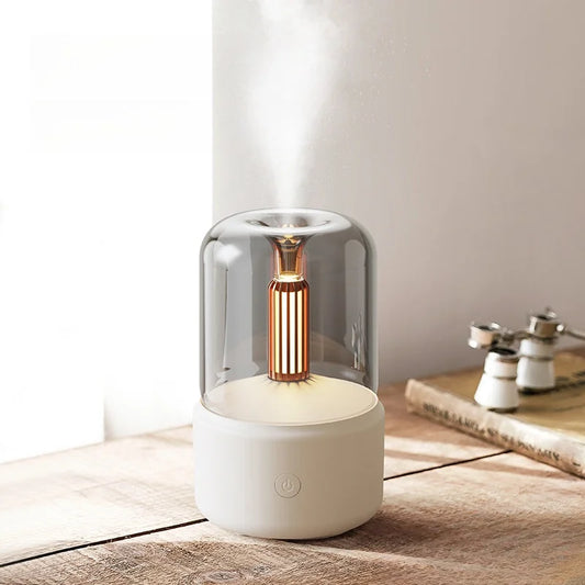 Nova máquina criativa de aromaterapia à luz de velas usb plug in desktop atmosfera lâmpada à luz de velas casa umidificador de aromaterapia