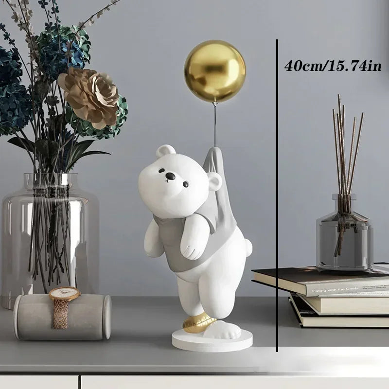 Decoração de casa criativa cão urso esculturas balão filhote de cachorro estátuas casa ornamento decorativo estatueta para armário tv sala estar decoração
