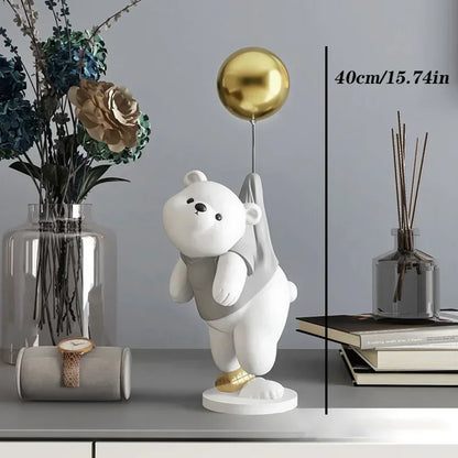 Decoração de casa criativa cão urso esculturas balão filhote de cachorro estátuas casa ornamento decorativo estatueta para armário tv sala estar decoração