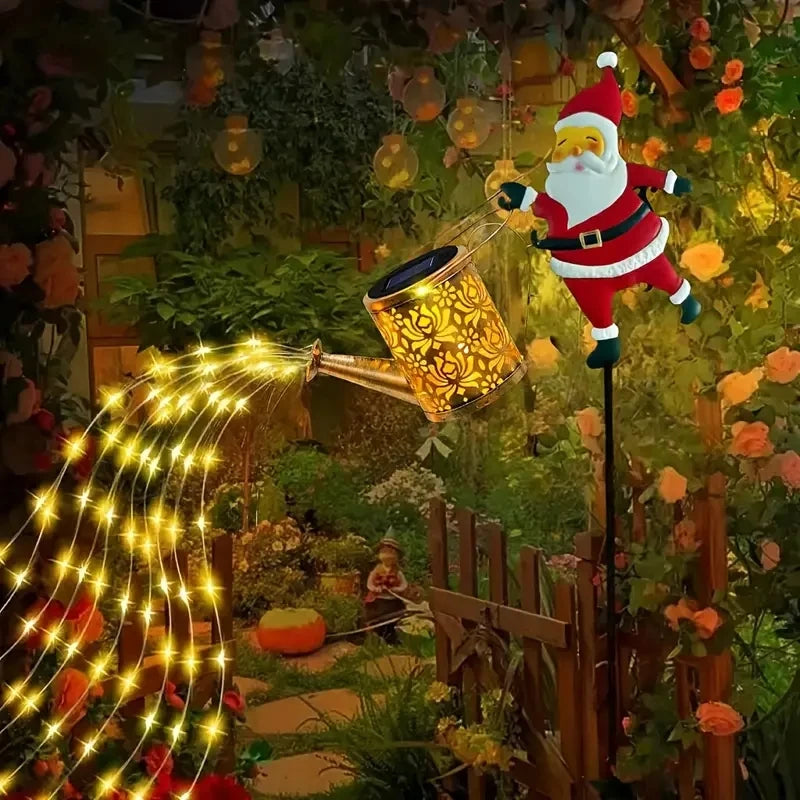 1 pçs solar papai noel chaleira luzes jardim gramado luzes de natal chaleira lâmpada à terra solar luzes da noite decoração ao ar livre