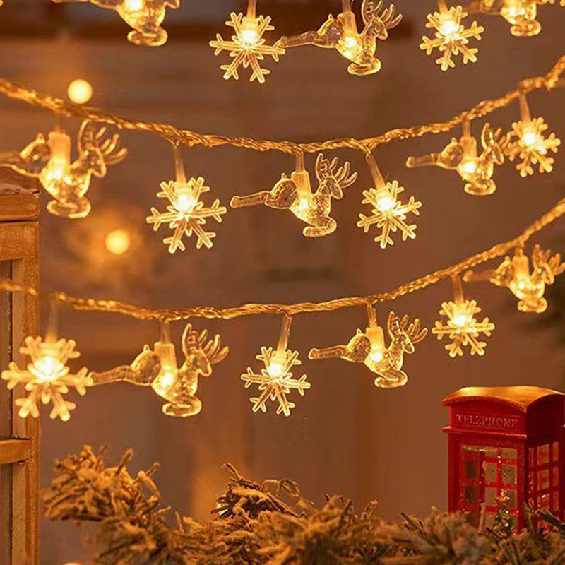 Led multi colorido floco de neve estrela luzes da corda colorido feriado pendurado luzes árvore natal interior & exterior decorações do jardim