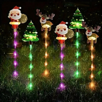 6 pçs movido a energia solar luzes de estaca de natal decoração de natal luzes led ao ar livre à prova dwaterproof água jardim passarela feriado 870