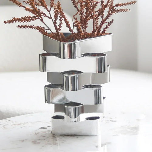 Vaso de metal irregular, decoração de mesa para casa, arte, arranjo de flores, ferramenta, sala de estar, armário de vinho, hall de entrada, decoração