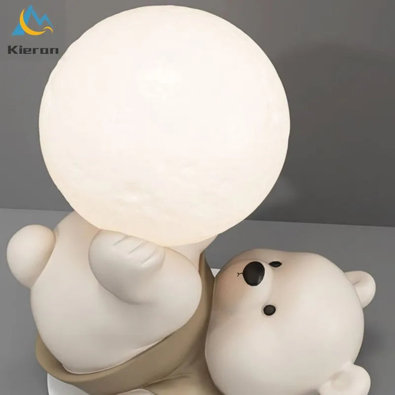 Nordic moderno urso acrobático led lâmpada de assoalho quarto estudo sala jantar lâmpada mesa cabeceira sala estar decorativa resina noite lâmpada