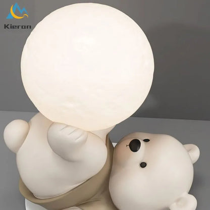 Nordic moderno urso acrobático led lâmpada de assoalho quarto estudo sala jantar lâmpada mesa cabeceira sala estar decorativa resina noite lâmpada