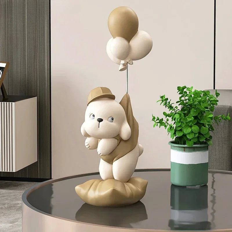 Decoração de casa criativa cão urso esculturas balão filhote de cachorro estátuas casa ornamento decorativo estatueta para armário tv sala estar decoração