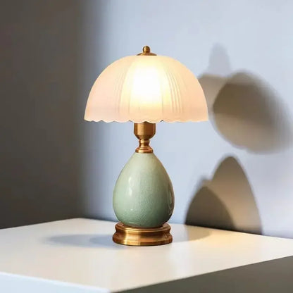 Europeu retro pastoral estudo quarto cerâmica vidro led candeeiro de mesa cabeceira