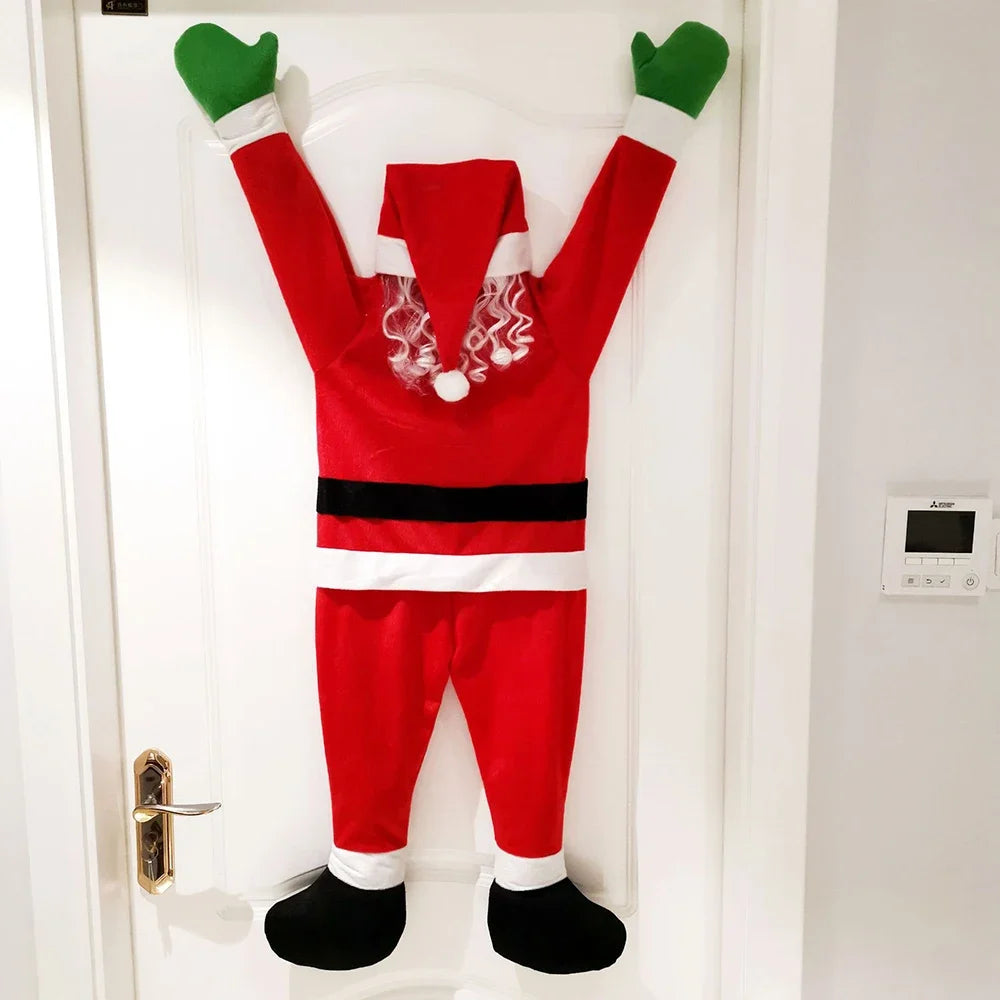 Decoração de natal de 170cm, papai noel pendurado para janela de escalada, varanda, telhado, chaminé, decorações suspensas ao ar livre de papai noel