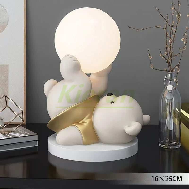 Nordic moderno urso acrobático led lâmpada de assoalho quarto estudo sala jantar lâmpada mesa cabeceira sala estar decorativa resina noite lâmpada