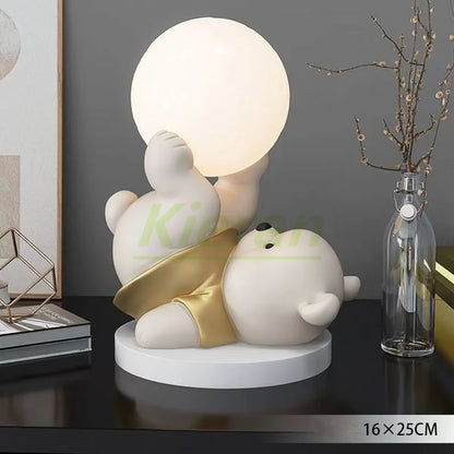 Nordic moderno urso acrobático led lâmpada de assoalho quarto estudo sala jantar lâmpada mesa cabeceira sala estar decorativa resina noite lâmpada