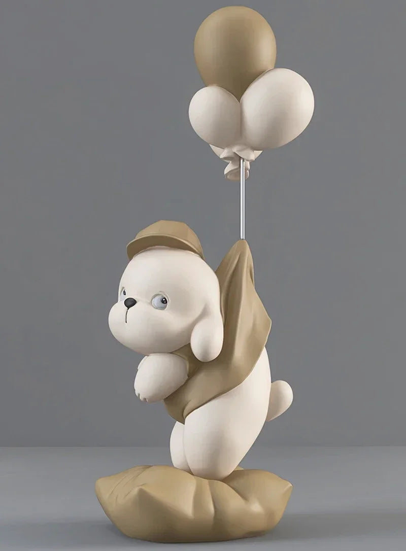 Decoração de casa criativa cão urso esculturas balão filhote de cachorro estátuas casa ornamento decorativo estatueta para armário tv sala estar decoração