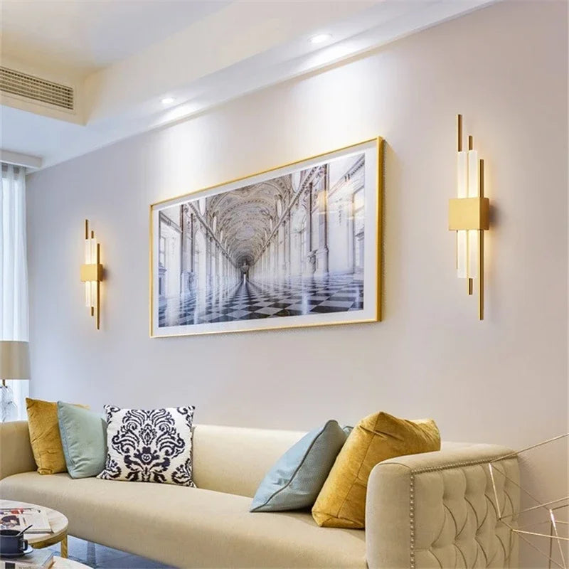 Moderno e minimalista ferro arte lâmpada de parede para sala estar arandelas linha tubo luminária led acrílico abajur iluminação interior