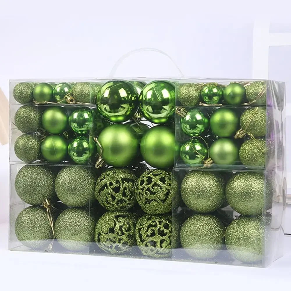 Conjunto de bolas de natal de plástico da moda, 100 peças, 18 cores, 8cm, bolas de árvore de natal suspensas, vitrine de enfeites de natal