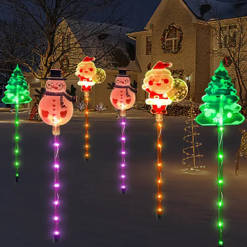 6 pçs movido a energia solar luzes de estaca de natal decoração de natal luzes led ao ar livre à prova dwaterproof água jardim passarela feriado 870