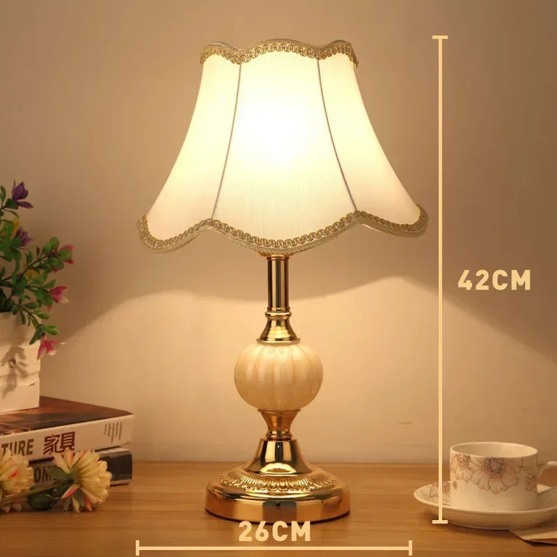 E27 lâmpada de mesa vidro retro quarto lâmpadas cabeceira tecido mesa luz ferro arte lâmpada led interior mesa luz decoração do quarto iluminação