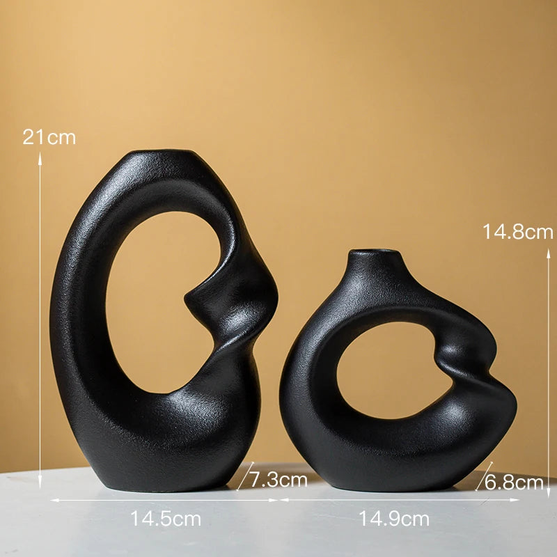 CAPIRON-Conjunto de Vaso Cerâmico Fosco para Decoração de Casa, Pampas Grama, Flor Seca, Acessórios Nórdicos Modernos, Interior de Mesa, Conjunto de 2