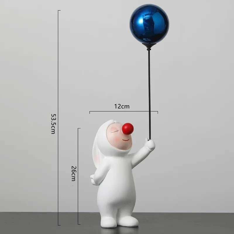 Moderno Balão Bonito Coelho Resina Ornamentos, Home Decor Artesanato, Estatuetas De Mesa De Escritório, Estante Artesanato De Escultura