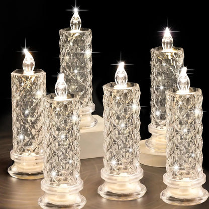 Flameless LED Crystal Candles, Lanterna de Bateria, Lâmpada da noite, Festa de Casamento, Aniversário, Natal, Decoração Halloween, Luz Transparente
