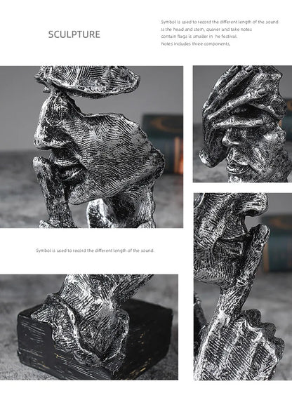 Vilead 16cm conjunto de 3 escultura abstrata resina silêncio é estátua de ouro areia preta escritório estante decoração de mesa objeto prateleira
