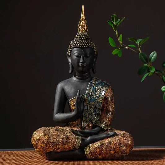 Grande estátua de buda tailândia buda escultura resina verde artesanal budismo estatueta meditação decoração para casa