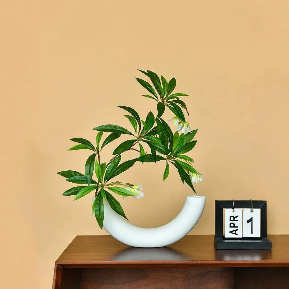 1 pçs encantador lua crescente vaso design criativo ornamentos simples plástico branco eco-friendly vaso decoração para casa novo
