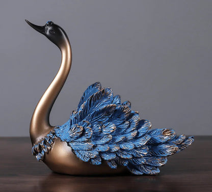 Elegante cisne decoração de casa estatueta de resina luxo tv gabinete/mesa de entrada decoração-escultura animal realista arte artesanato