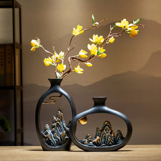 Criatividade estilo japonês feng shui riqueza vaso escritório sala de estar vasos de decoração de mesa para decoração de casa acessórios arte presente