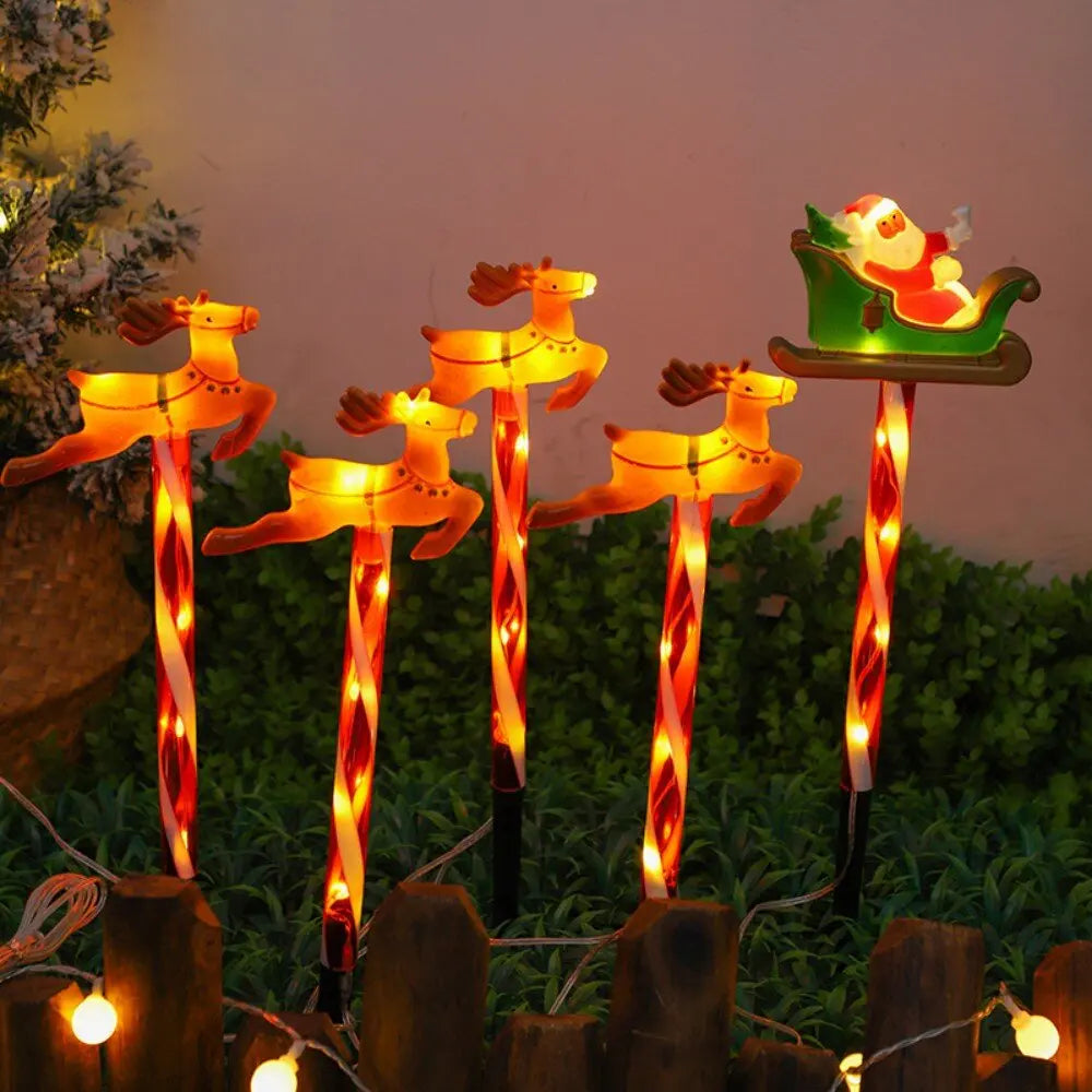 5 pc/set solar papai noel & elk luzes do jardim ao ar livre à prova dwaterproof água lâmpadas do gramado decoração iluminação de paisagem para o natal, festival